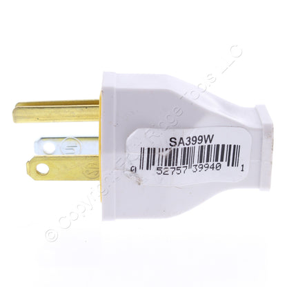 Eaton SA399W White 15A Straight Blade Plug Cord End 125V NEMA 5-15 5-15P Bulk