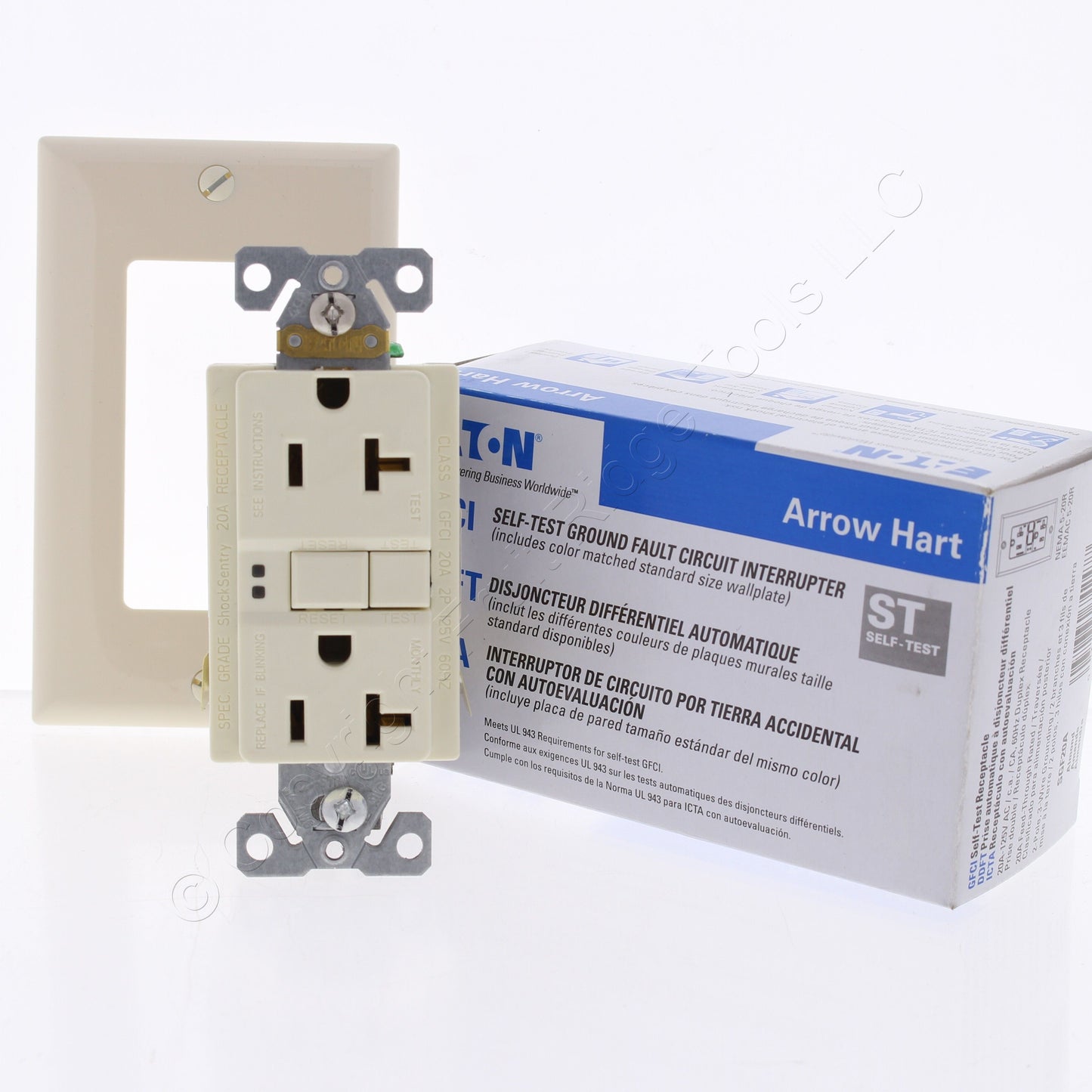 Eaton SGF20A Almond Self-Testing 5-20R 20A Gfci Outlet Duplex Receptacle 125V