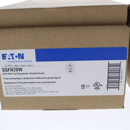 10 Eaton White Hospital Grade SelfTesting Gfci Outlet Duplex Receptacles SGFH20W
