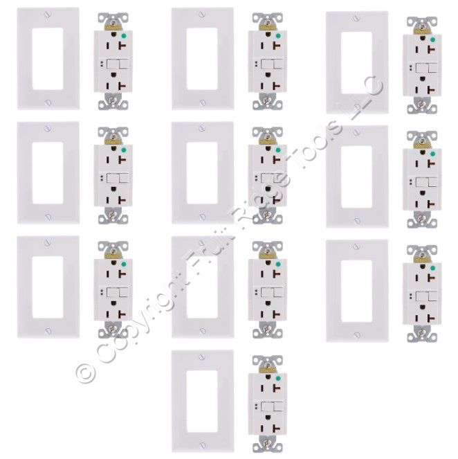 10 Eaton White Hospital Grade SelfTesting Gfci Outlet Duplex Receptacles SGFH20W