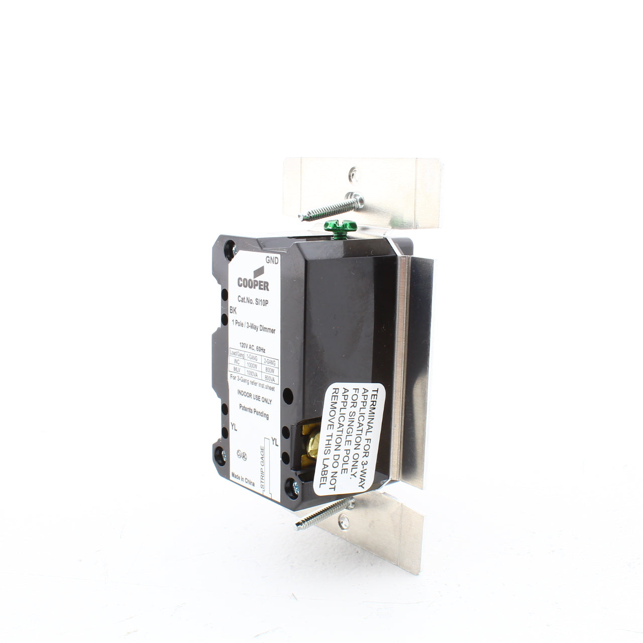 Eaton Black Incandescent Halogen Slide Dimmer Switch 1+3-Way Preset SI06P-BK