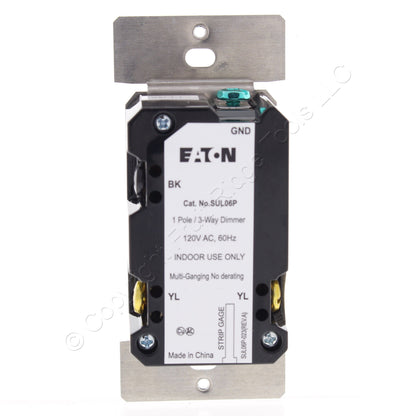 Eaton SUL06P White Slide Dimmer Switch w/Preset LED CFL INC FLR ELV MLV Lighting