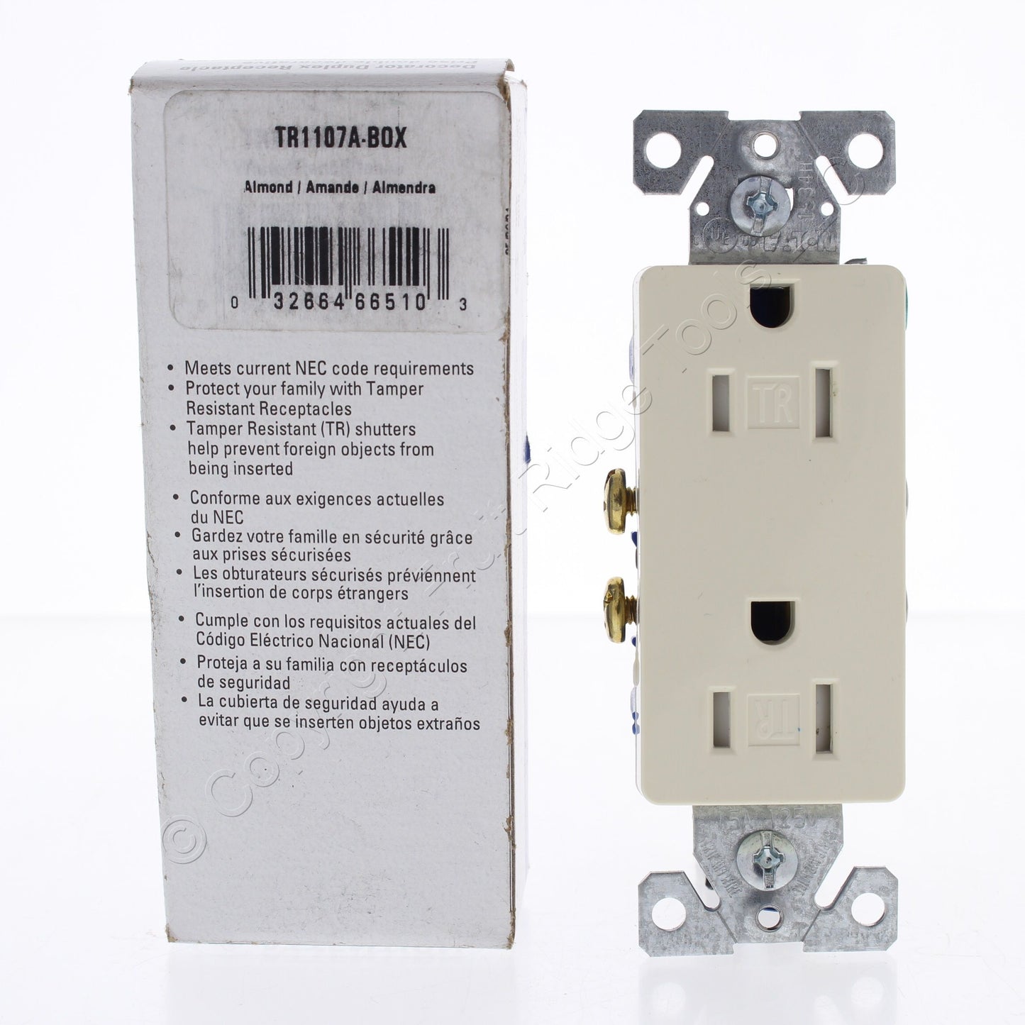 Eaton TR1107A Almond 5-15R 15A Decorator TR Duplex Receptacle Residential Outlet