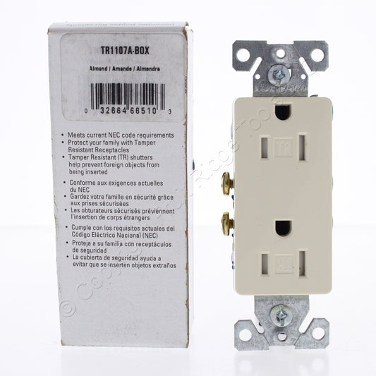 Eaton TR1107A Almond 5-15R 15A Decorator TR Duplex Receptacle Residential Outlet