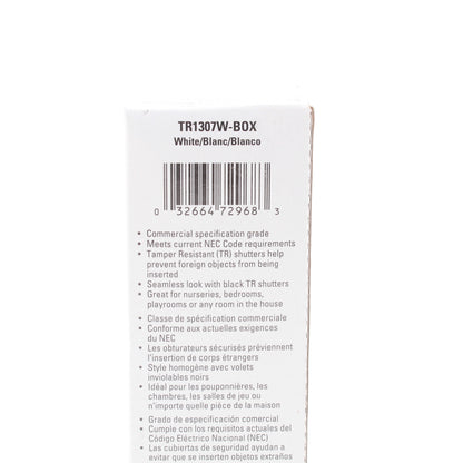 Eaton White Tamper Resistant Duplex Receptacle Outlet Nema 5-20R 20A TR1307W