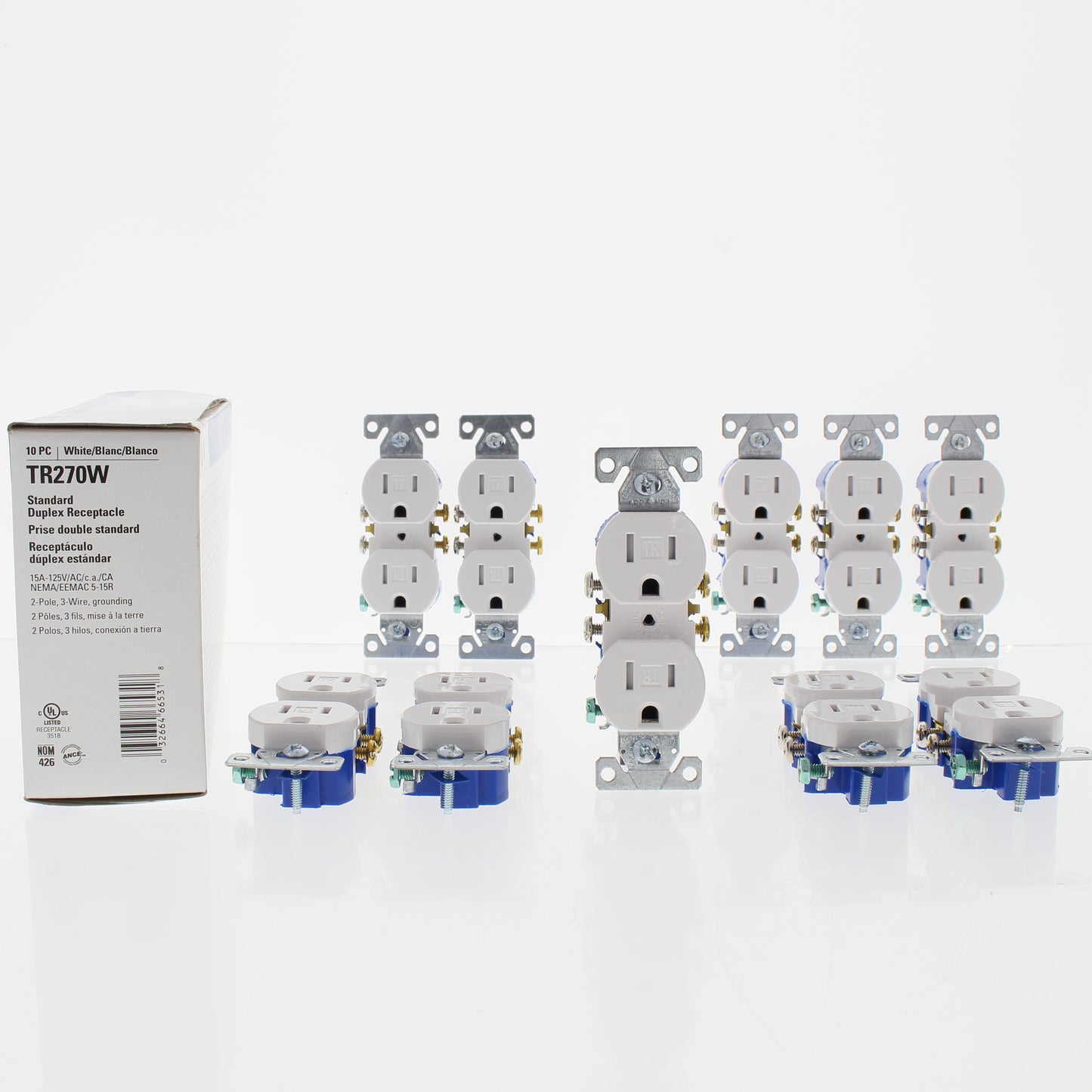 Eaton TR270W White Tamper Resistant 15A Duplex Receptacle Outlets 10-pack