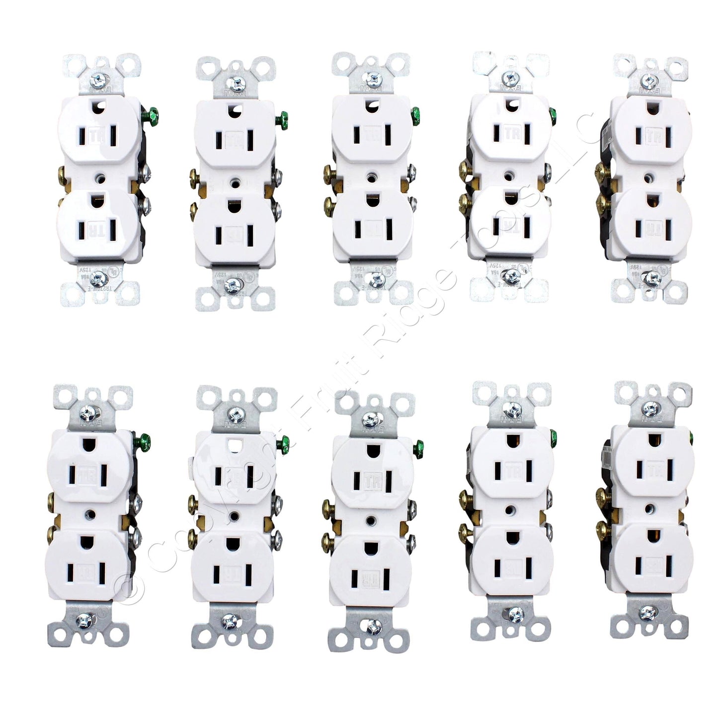 10 Eaton White Tamper Resistant Duplex Outlets 5-15R 15A Black-Backing TR270W-E
