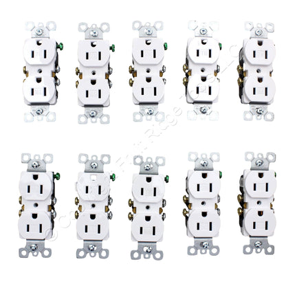 10 Eaton White Tamper Resistant Duplex Outlets 5-15R 15A Black-Backing TR270W-E
