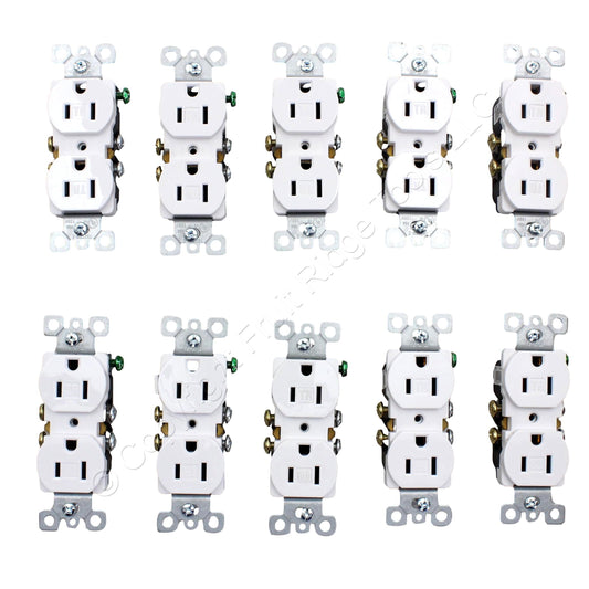 10 Eaton White Tamper Resistant Duplex Outlets 5-15R 15A Black-Backing TR270W-E