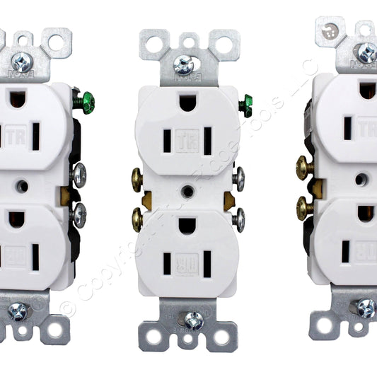 10 Eaton White Tamper Resistant Duplex Outlets 5-15R 15A Black-Backing TR270W-E