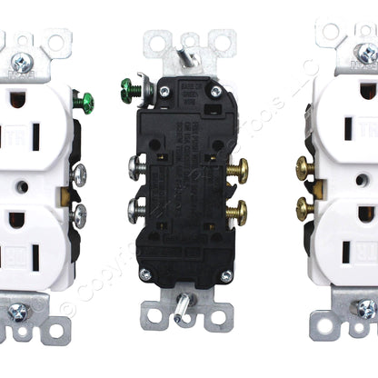 10 Eaton White Tamper Resistant Duplex Outlets 5-15R 15A Black-Backing TR270W-E