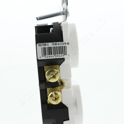 Eaton White Tamper Resistant Duplex Receptacle Outlet 15A Black-Backing TR270W-E