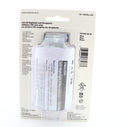 Eaton White Tamper Resistant Receptacle Outlet Nightlight 15A 125V TR7735W
