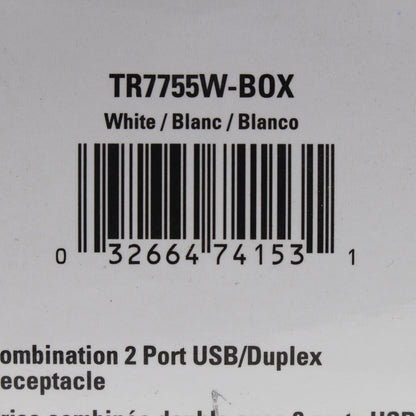 Eaton TR7755W White Tamper Resistant 15A Outlet Receptacle 3.1A USB Charger