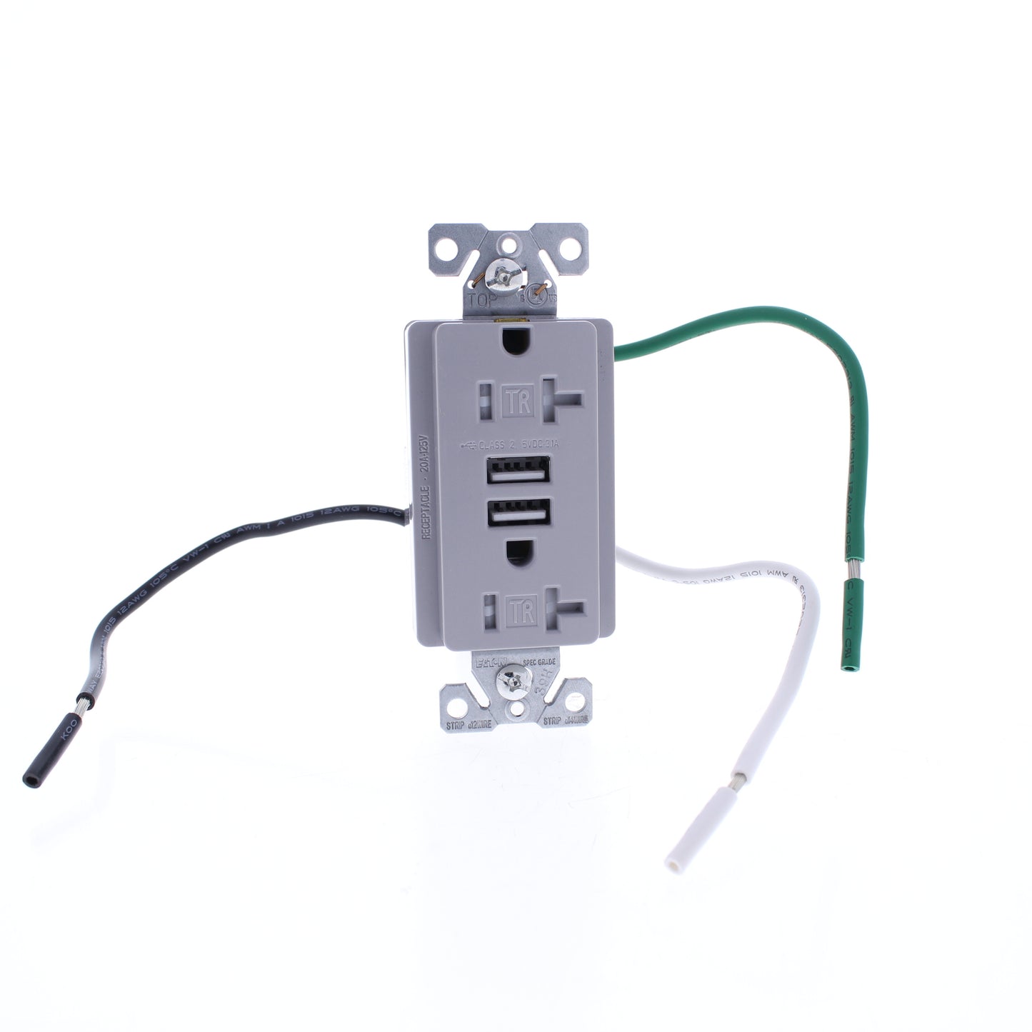 10 Eaton Gray Tamper Resistant 20A Outlet Receptacles 3.1A USB Charger TR7756GY