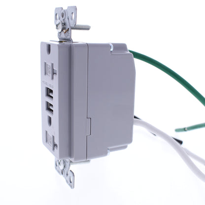 10 Eaton Gray Tamper Resistant 20A Outlet Receptacles 3.1A USB Charger TR7756GY