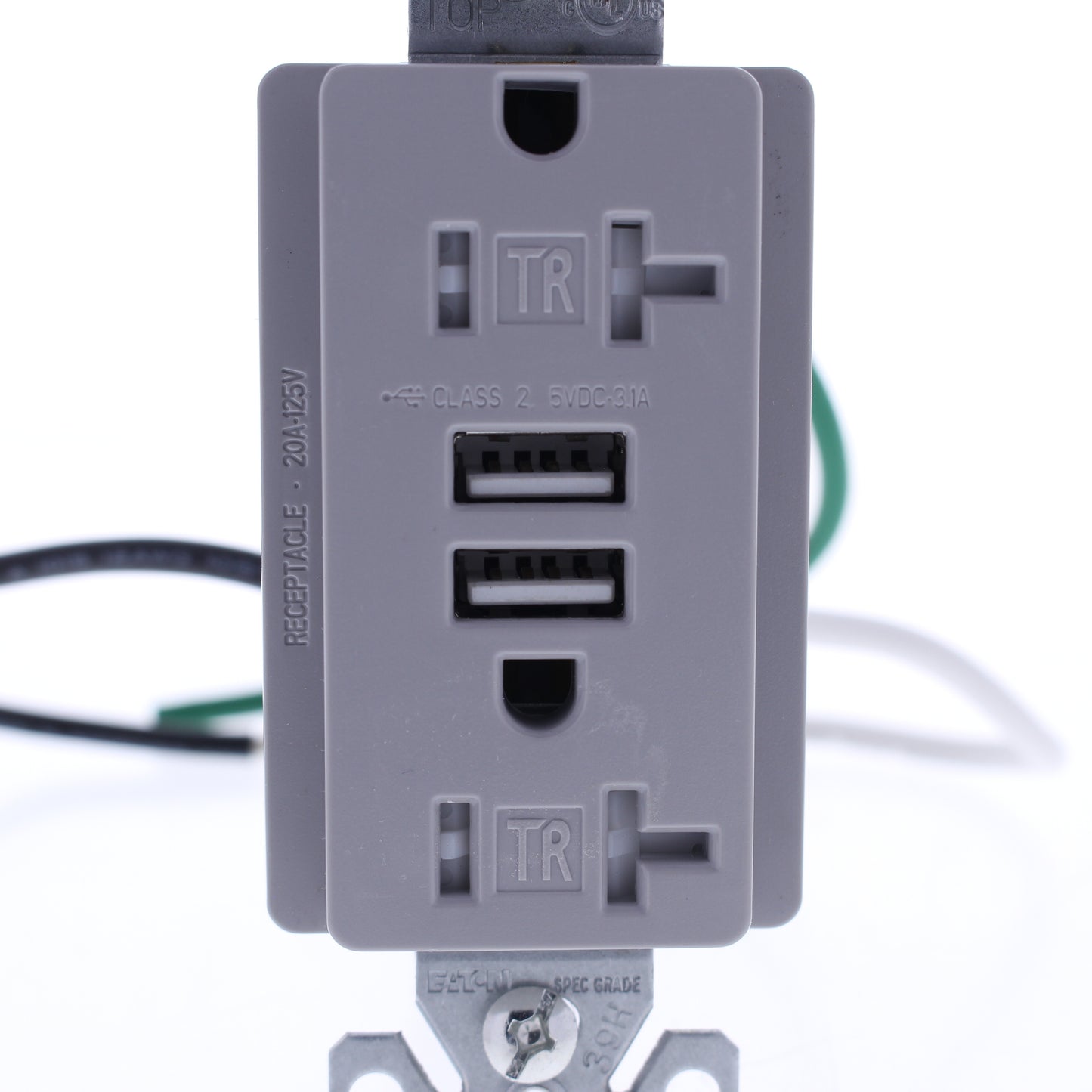 10 Eaton Gray Tamper Resistant 20A Outlet Receptacles 3.1A USB Charger TR7756GY