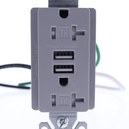 10 Eaton Gray Tamper Resistant 20A Outlet Receptacles 3.1A USB Charger TR7756GY