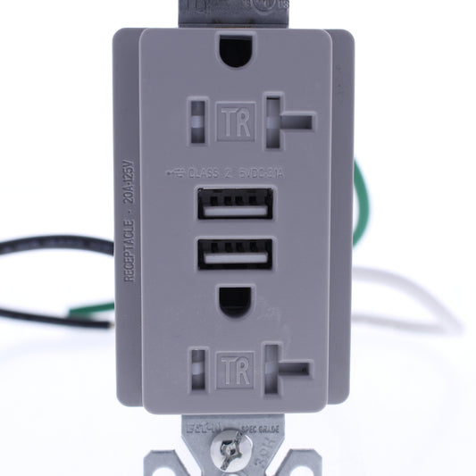 10 Eaton Gray Tamper Resistant 20A Outlet Receptacles 3.1A USB Charger TR7756GY