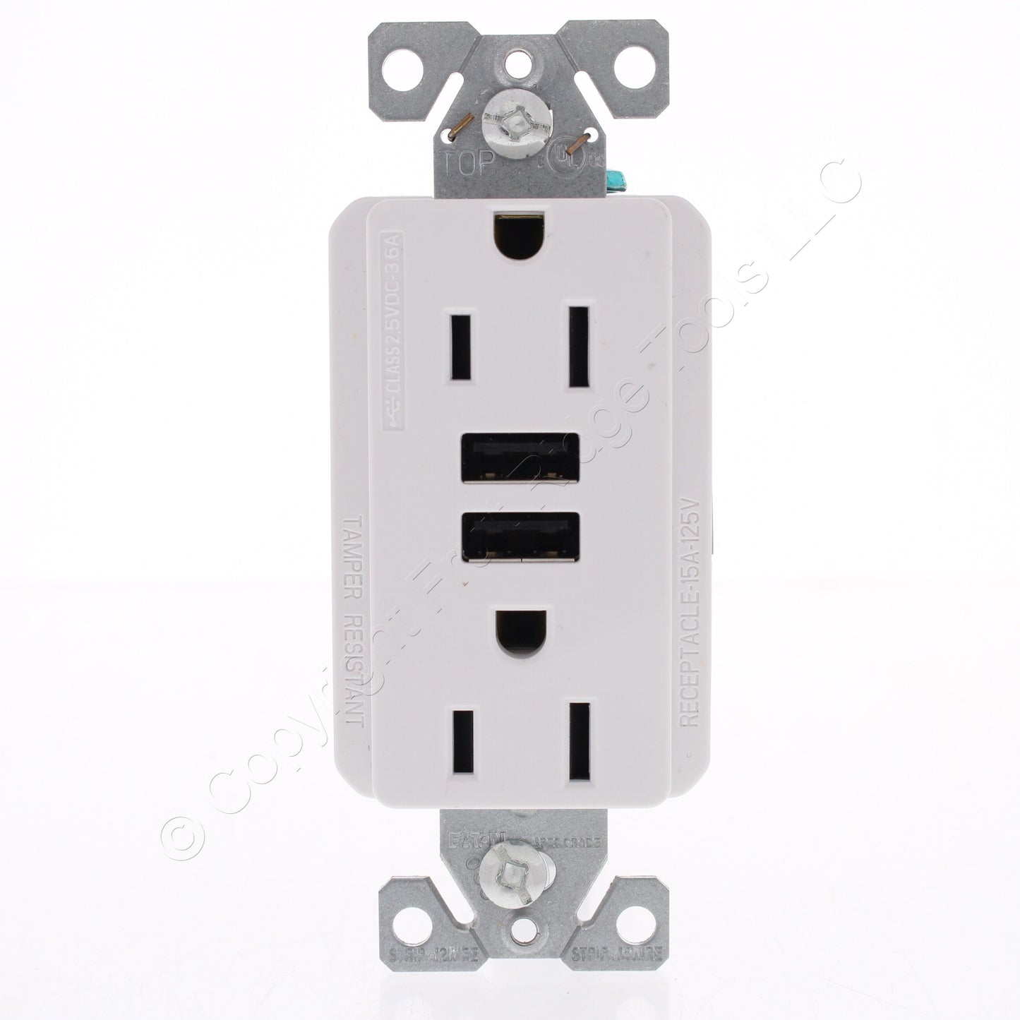 Eaton White Tamper Resistant 15A Outlet Receptacle 3.6A USB Charger TR7765W