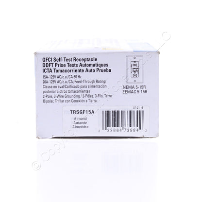 Eaton TRSGF15A Almond Tamper Resistant GFCI Self-Test 15A Receptacle 5-15 Outlet