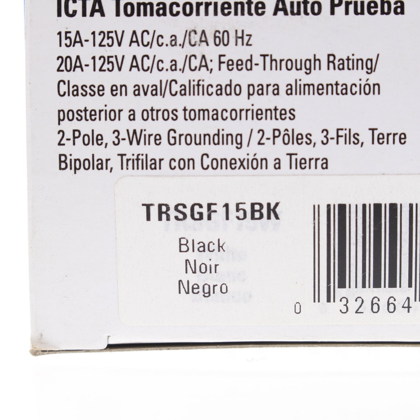 Eaton TRSGF15BK Black 15A Gfci Self-Test Outlet 5-15 Receptacle Tamper Resistant
