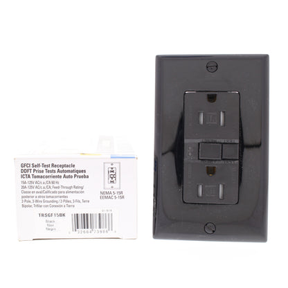 Eaton TRSGF15BK Black 15A Gfci Self-Test Outlet 5-15 Receptacle Tamper Resistant
