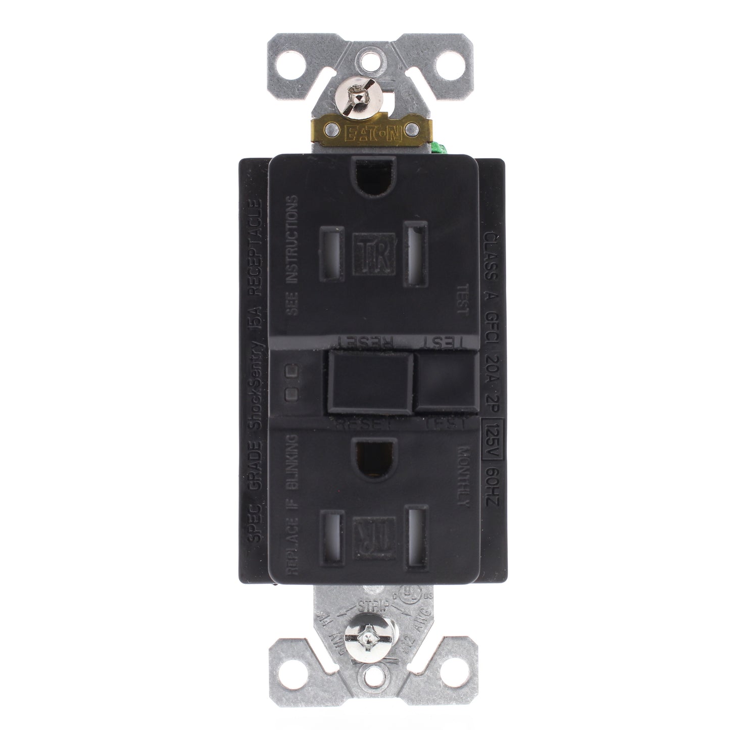 Eaton TRSGF15BK Black 15A Gfci Self-Test Outlet 5-15 Receptacle Tamper Resistant