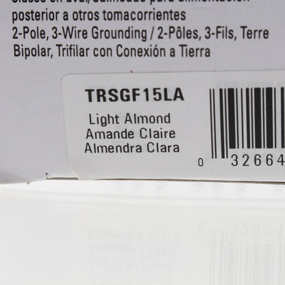 Eaton TRSGF15LA Light Almond 15A GFCI Self-Test Outlet Receptacle 5-15R Tamper