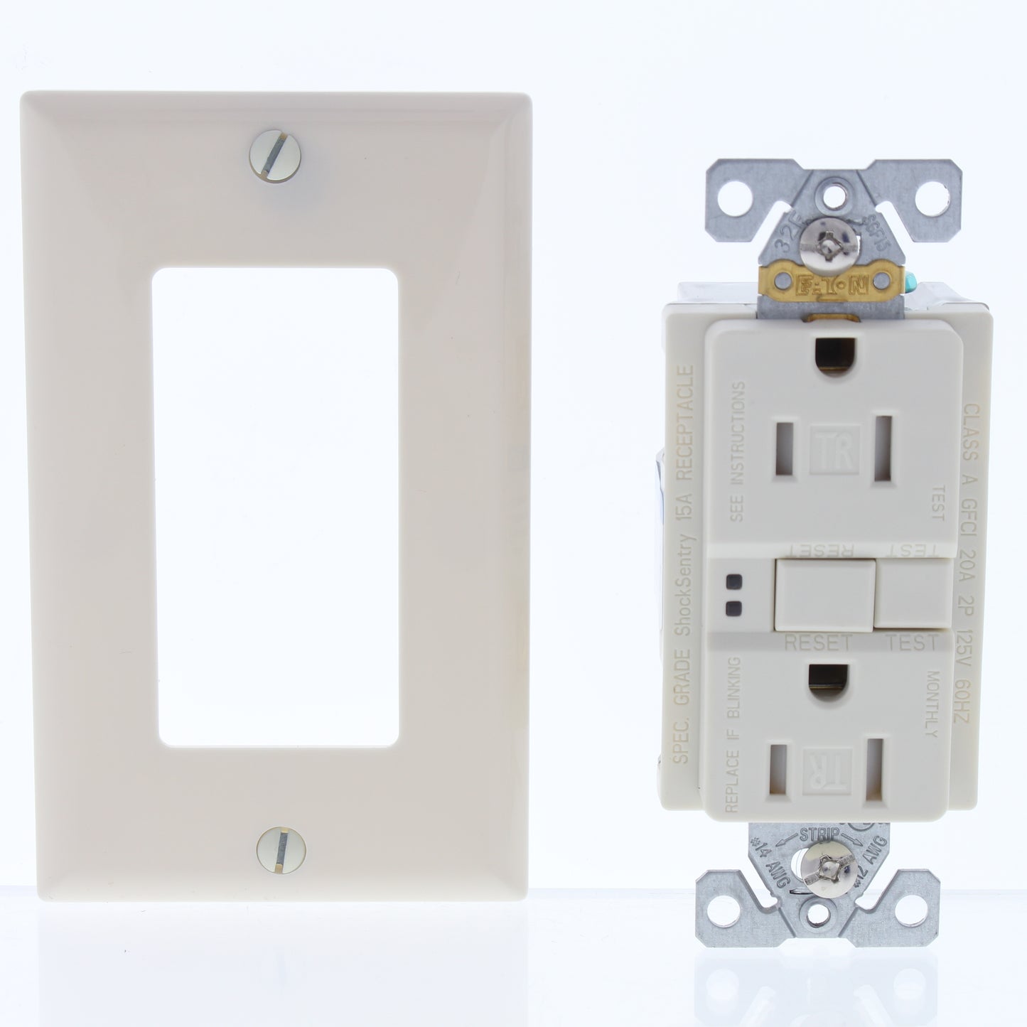 Eaton TRSGF15LA Light Almond 15A GFCI Self-Test Outlet Receptacle 5-15R Tamper