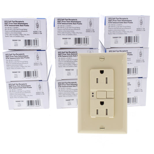 10 Eaton Ivory Tamper Resistant Gfci Self-Test Outlet Receptacles 15A TRSGF15V