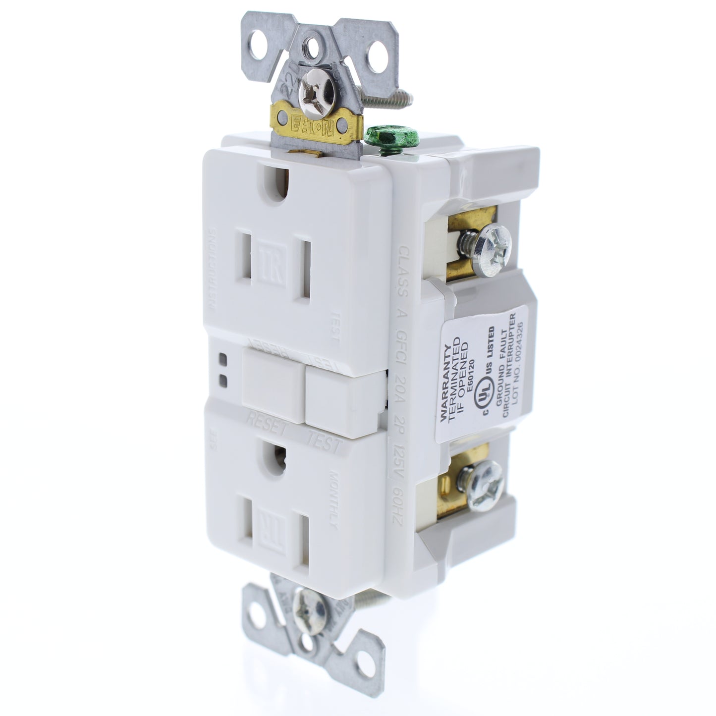 Eaton TRSGF15W White 5-15R GFCI Self-Test Tamper Resistant Outlet Receptacle 15A
