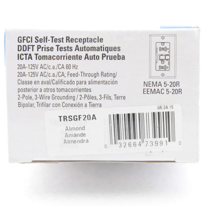 Eaton TRSGF20A Almond Tamper Resistant GFCI Receptacle Outlet 20A 5-20 Self-Test