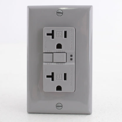 Eaton TRSGF20GY Gray Tamper Resistant GFCI Receptacle Outlet 20A 5-20R Self-Test