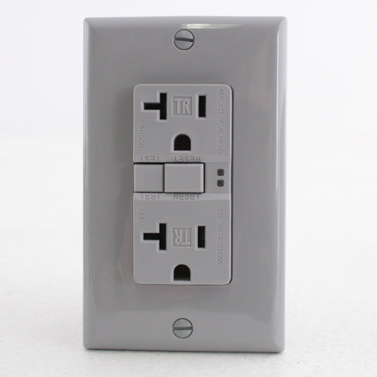 Eaton TRSGF20GY Gray Tamper Resistant GFCI Receptacle Outlet 20A 5-20R Self-Test