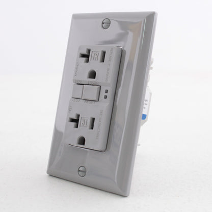 Eaton TRSGF20GY Gray Tamper Resistant GFCI Receptacle Outlet 20A 5-20R Self-Test
