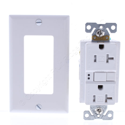 Eaton TRSGF20W White GFCI Tamper Resistant Self-Test 20A Outlet Receptacle 5-20R