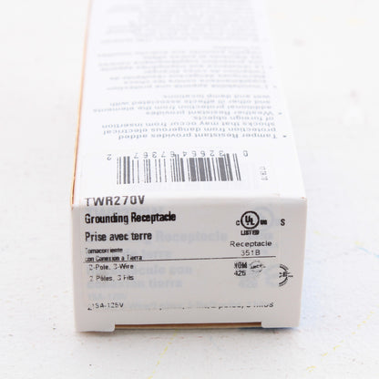 Eaton Ivory Tamper/Weather Resistant Duplex Receptacle Outlet 5-15R 15A TWR270V