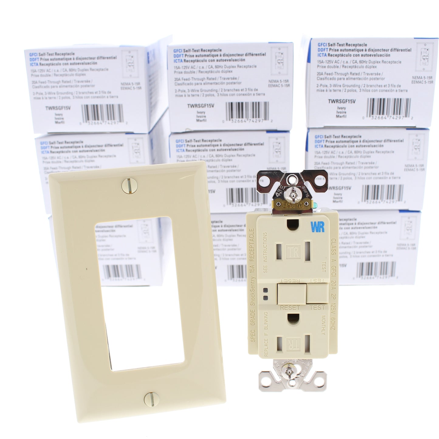 10 Eaton Ivory Tamper/Weather Resistant Gfci Outlet Receptacles 15A TWRSGF15V