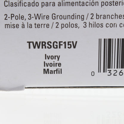 Eaton Ivory Tamper/Weather Resistant GFCI Outlet Receptacle 15A TWRSGF15V
