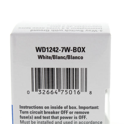 Eaton WD1242-7W-BOX White 4-WAY Framed Toggle Wall Light Switch 15A 120/277V