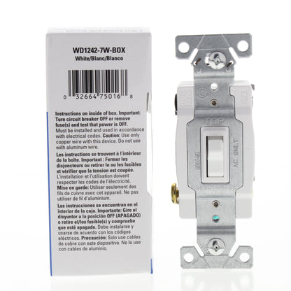 Eaton WD1242-7W-BOX White 4-WAY Framed Toggle Wall Light Switch 15A 120/277V