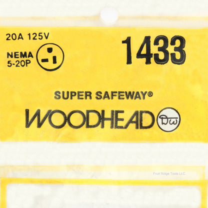 Daniel Woodhead #1433 Yellow 20A Straight Blade Connector Plug NEMA 5-20P 125V