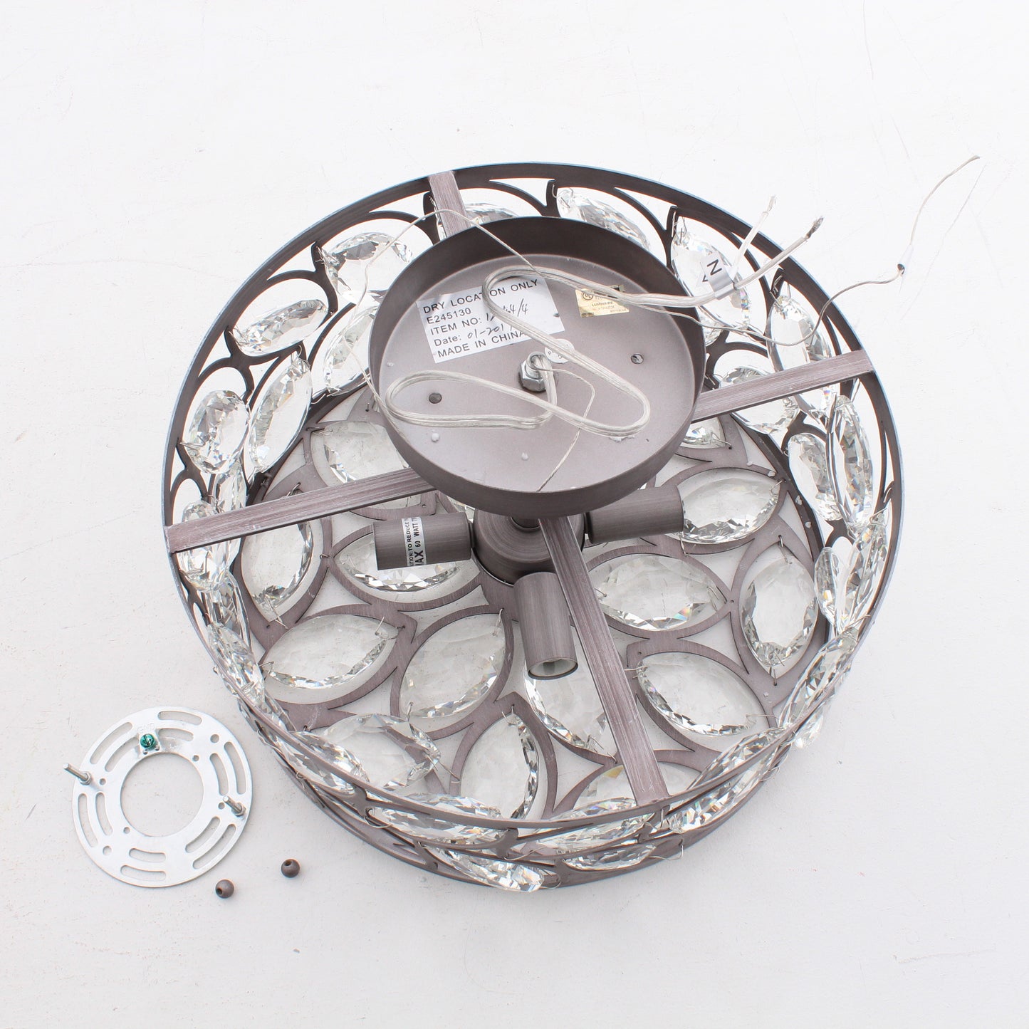Elk 12244/4 Blemished Crisanta 4LT Semi Flush Mount Weathered Zinc Clear Crystal