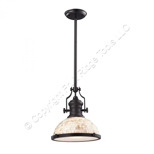 Elk Lighting 1-Light Cappa Shell Oiled Bronze Pendant 66433-1 100 Watt Medium