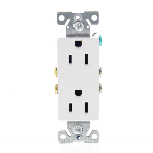 Eaton White Decorator Receptacle Duplex Outlet Nema 5-15R 15A 125V Bulk 1107W