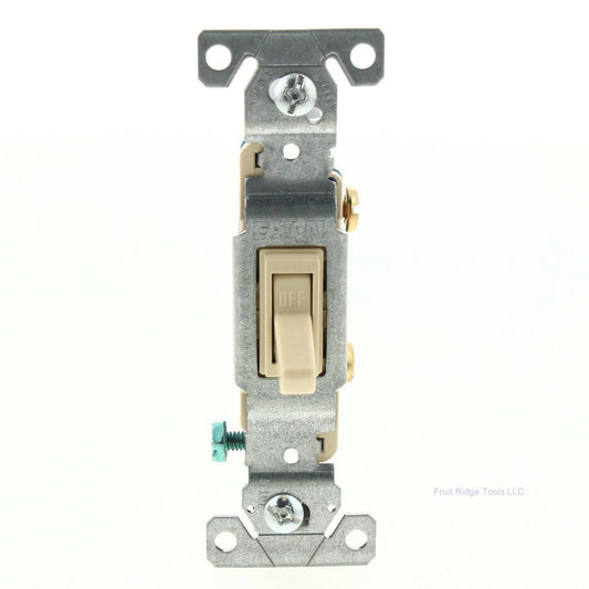 Eaton 1301-7V Ivory Quiet Toggle Wall Light Switch Single Pole 15A 120V Bulk
