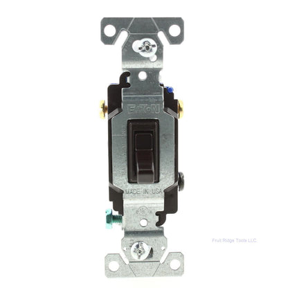 Eaton 1303-7B Brown Quiet Toggle Wall Light Switch 3-WAY 15A 120V Bulk Control