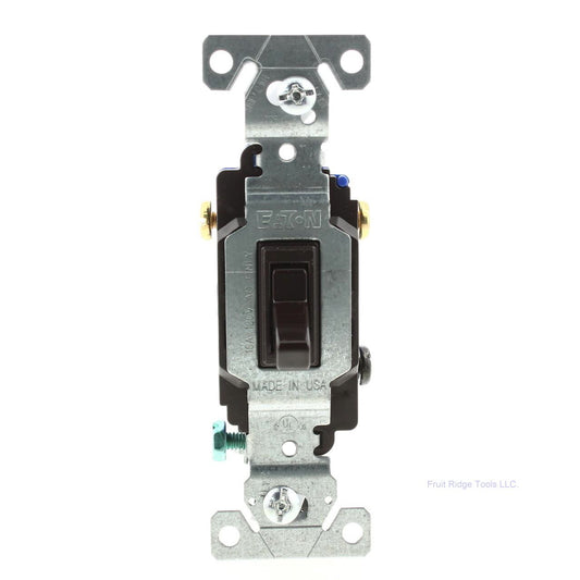 Eaton 1303-7B Brown Quiet Toggle Wall Light Switch 3-WAY 15A 120V Bulk Control