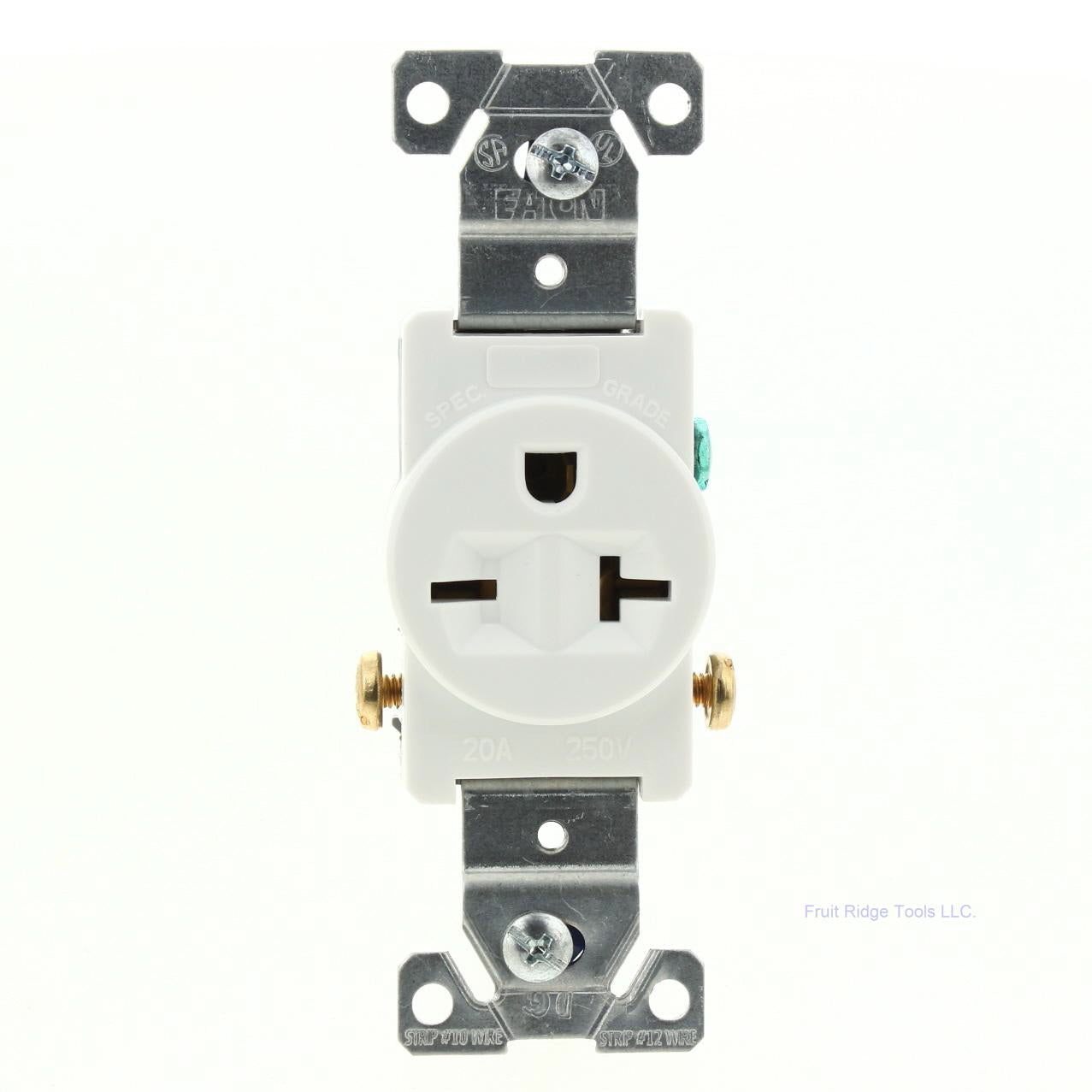 Eaton White Commercial Single Outlet Wall Receptacle Nema 6-20R 250V 20A 1876W